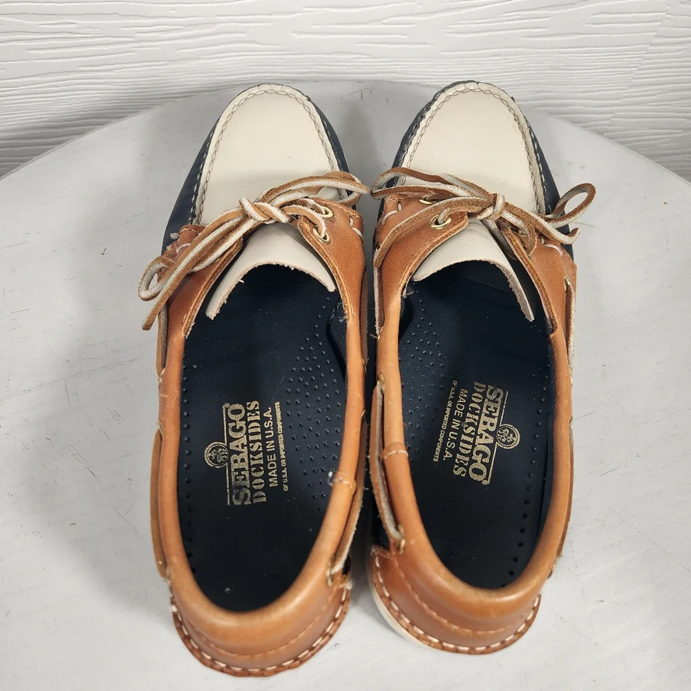 Sebago Men's Dockside Boat Shoes Size 8.5 Wide Loafers Navy Brown